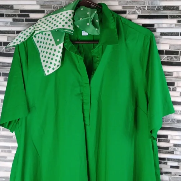 Old Navy Vibrant Kelly Green Midi Dress XL Pockets Back Pleat Casual - Picture 11 of 11